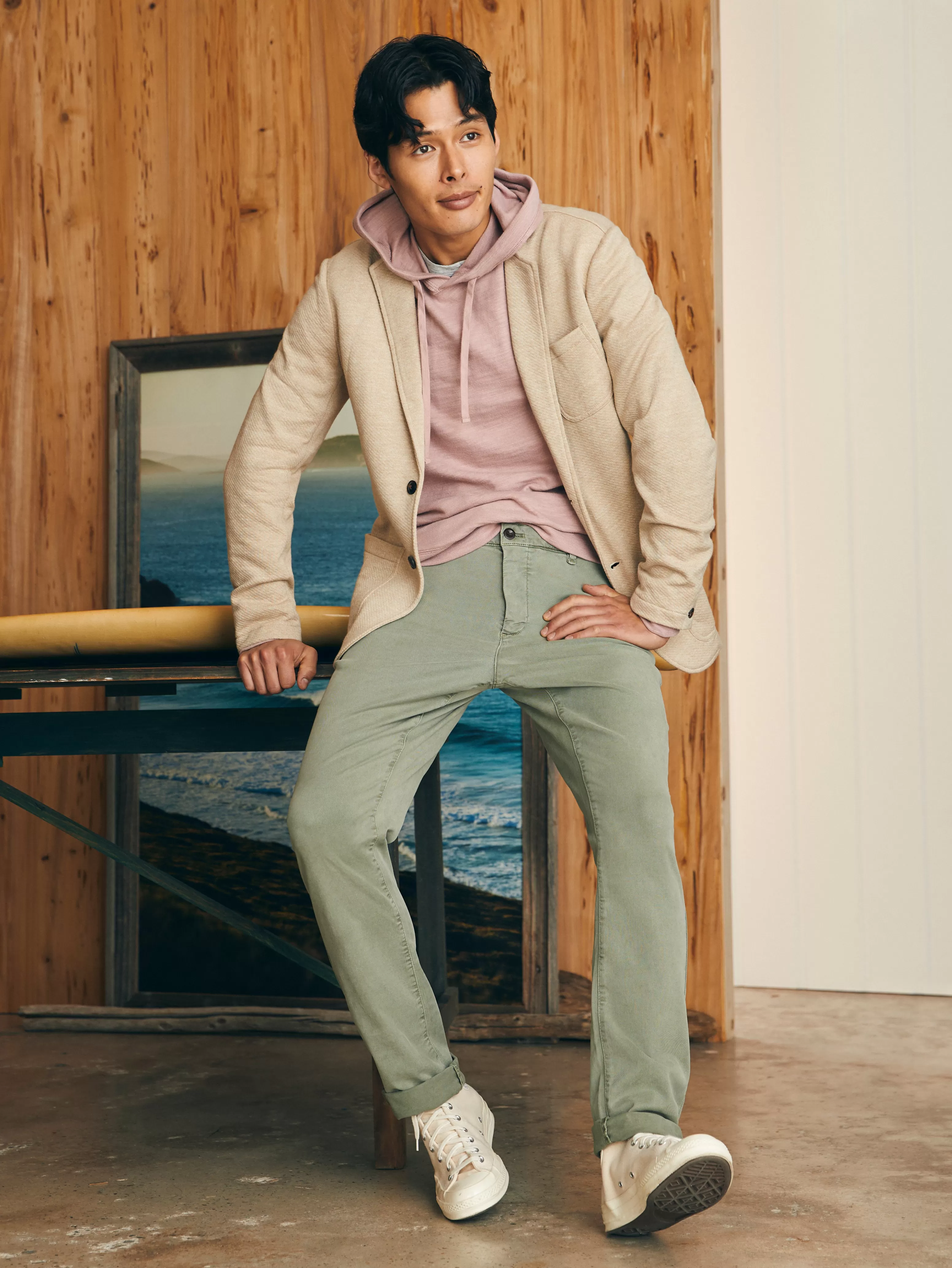Felpa con Cappuccio Slub Effetto Sbiadito - Stile Costiero Autentico | Faherty Collection