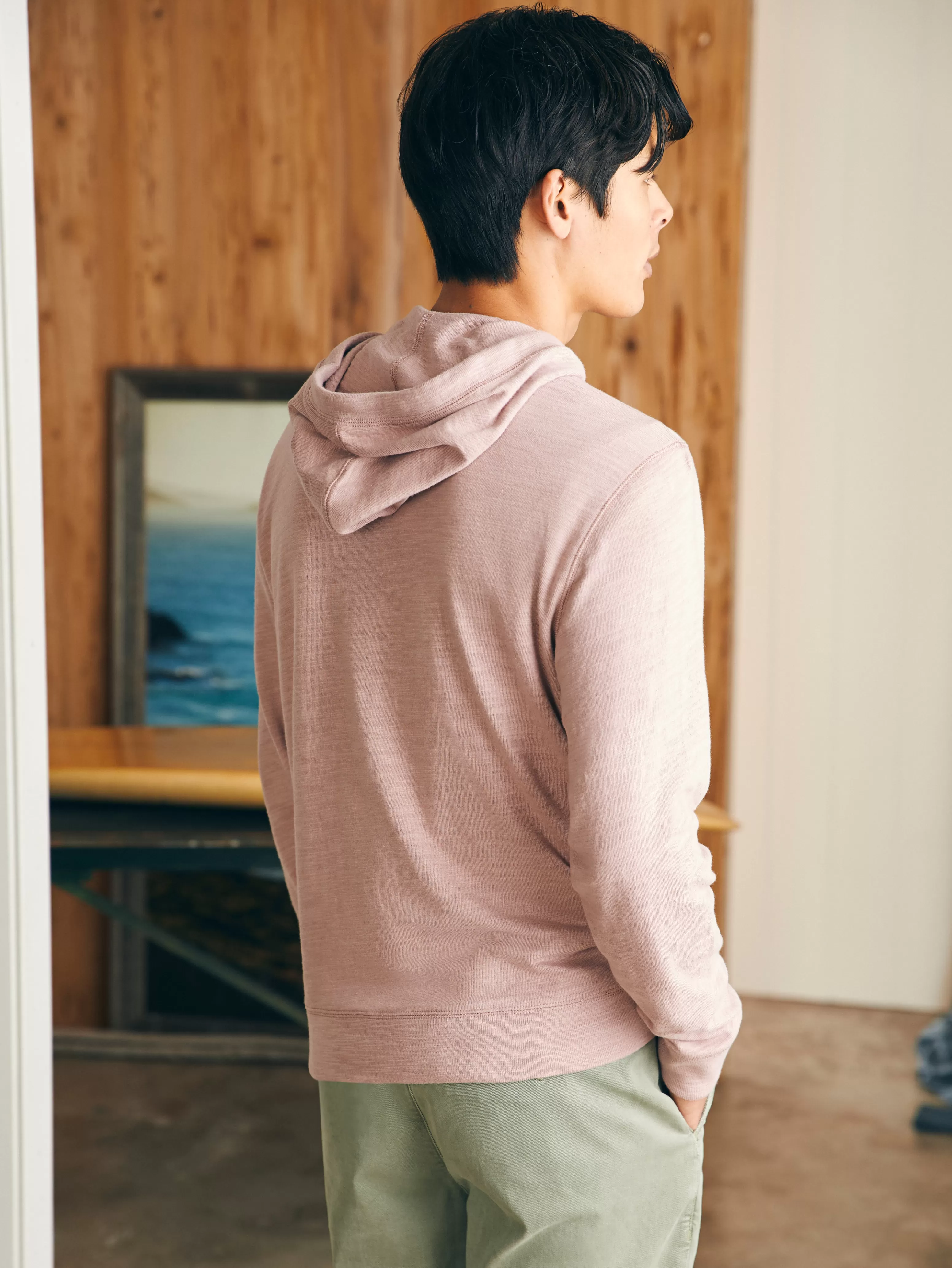 Felpa con Cappuccio Slub Effetto Sbiadito - Stile Costiero Autentico | Faherty Collection