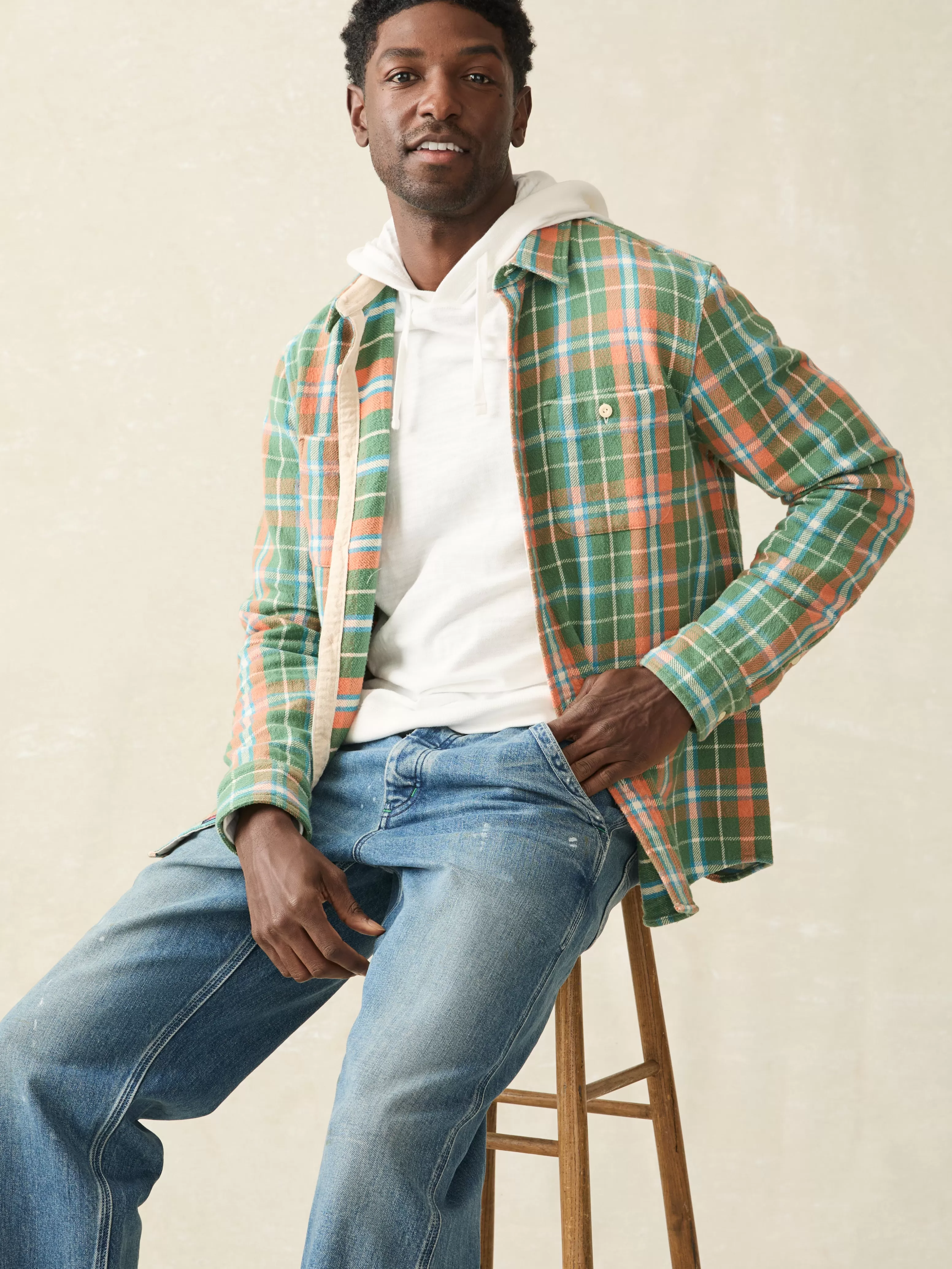 Faherty Outlet Ufficiale: Maglia Vintage Surf con Trama a Quadri - Tessuto Leggero per Escursioni Costiere, Confortevole e Stilisticamente Versatile