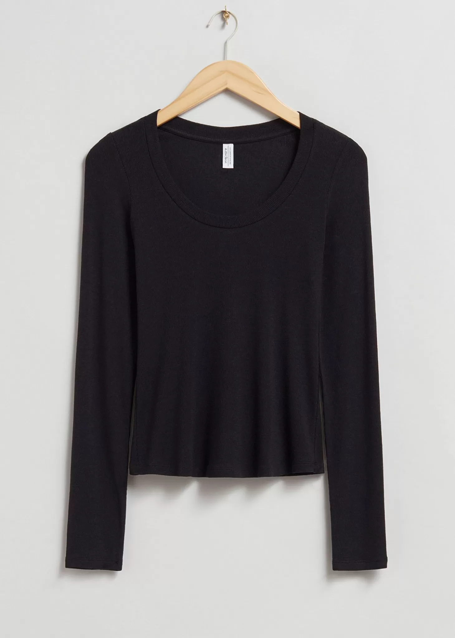 Offerta Esclusiva Other Stories - Maglia Scollo Tondo con Dettaglio Coste, Nero